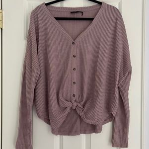 Urban Outfitters Waffle Knit Button Down Long Sleeve Shirt Size S